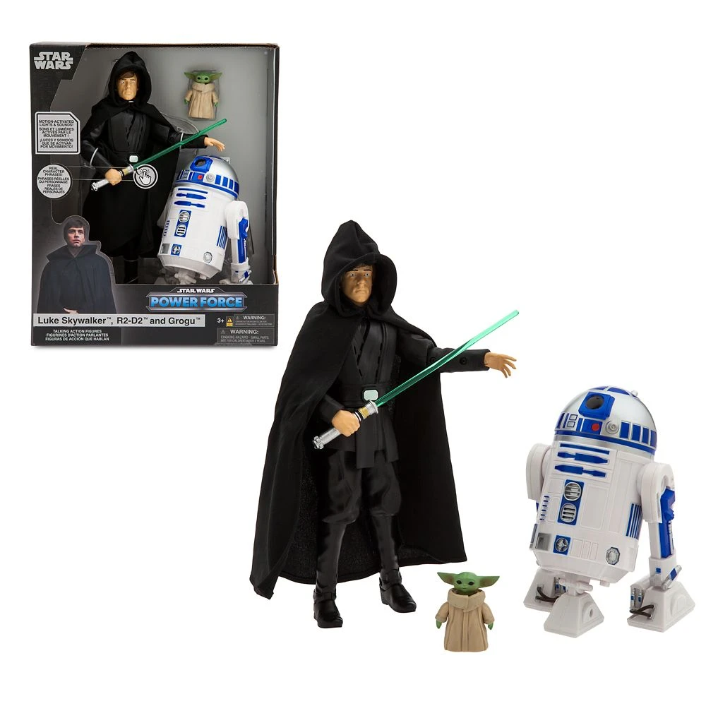 Disney Luke Skywalker, R2-D2 And Grogu Talking Action Figure Set β Star Wars Power Force β 10'' H