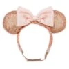 Disney Minnie Mouse Sequin Ear Headband With Strap For Adults – Rose Gold & Pink