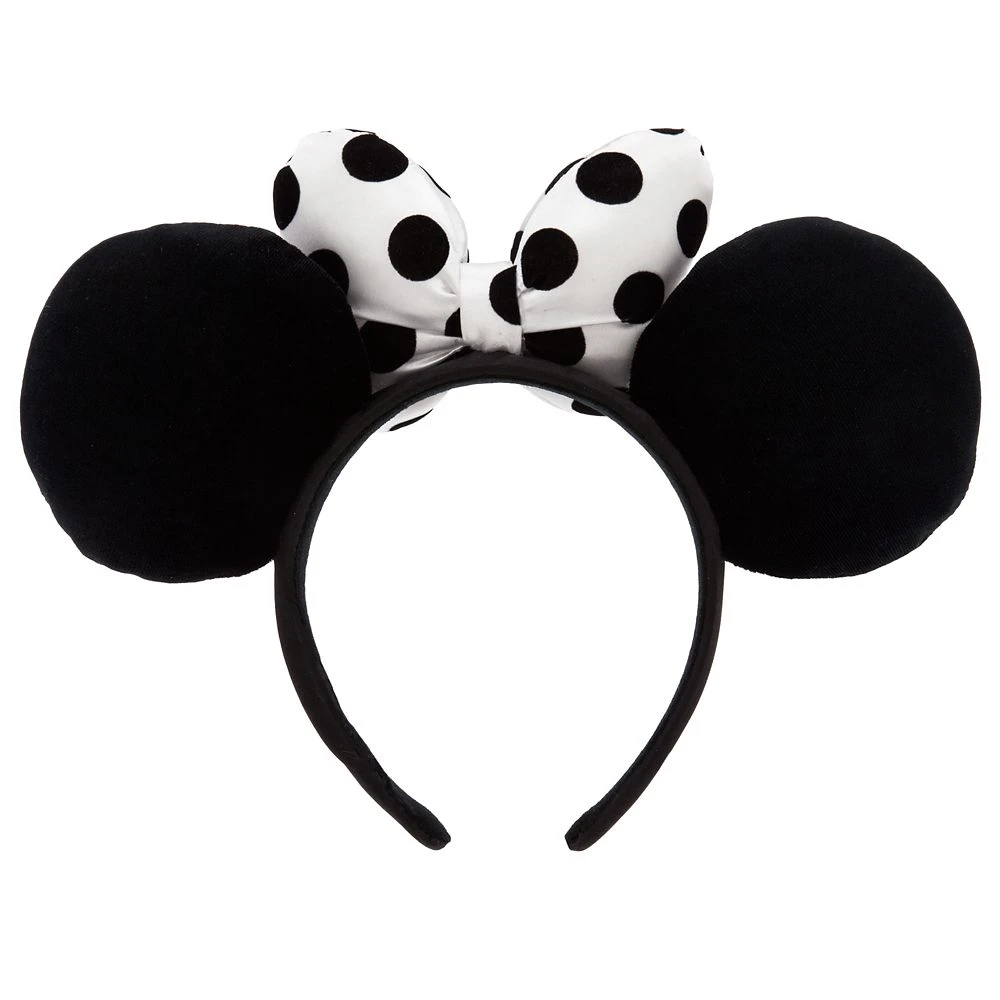 Disney Minnie Mouse Ear Headband With Satin Bow For Adults β Black And White - Image 2