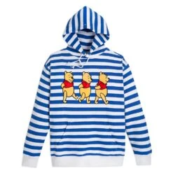 Disney Winnie The Pooh Striped Pullover Hoodie For Adults