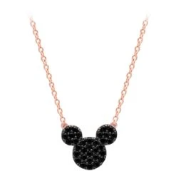 Disney Mickey Mouse Black Pave Necklace By CRISLU – Rose Gold