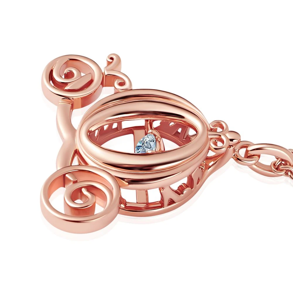 Disney Cinderella Coach Rose Gold Necklace By CRISLU - Image 2